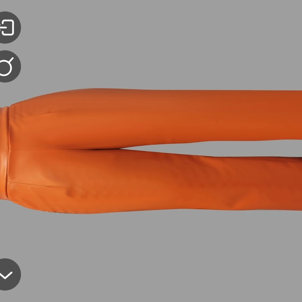 Chic Faux Orange Leather Jacket/Pants - image 3